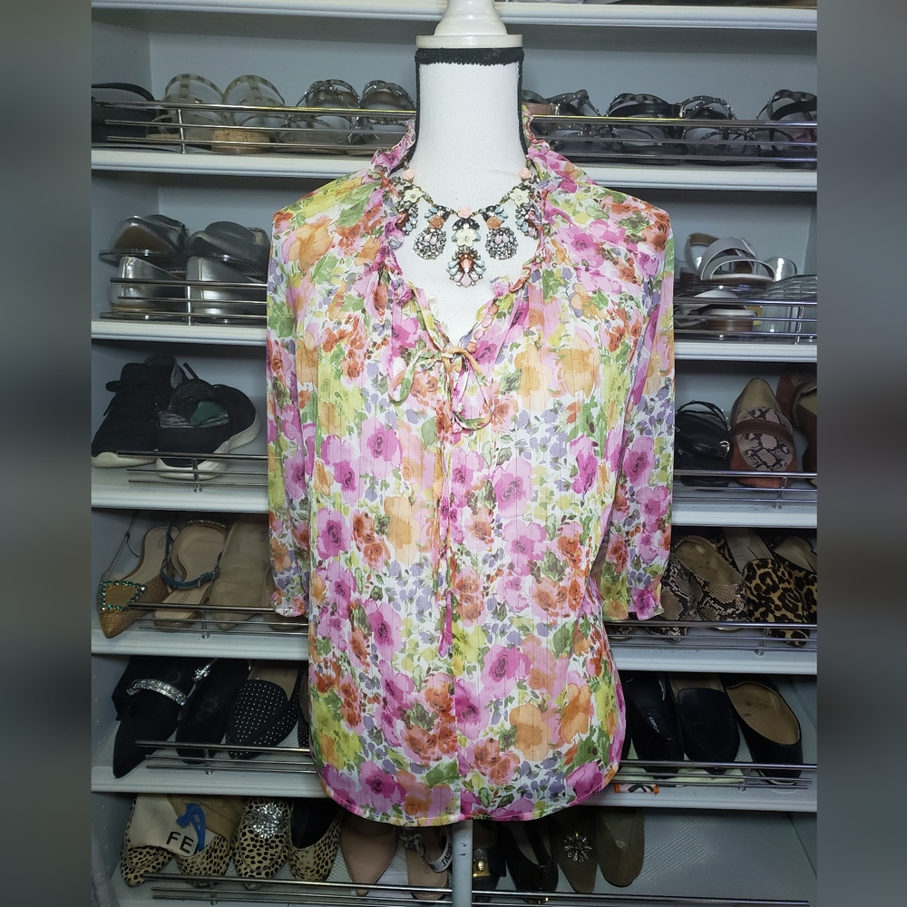 CLEARANCE Philosophy Sheer Floral Print Top